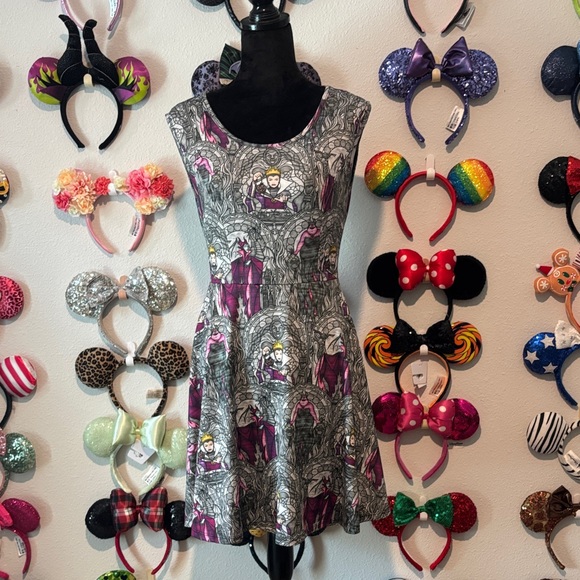 Disney Dresses & Skirts - Disney Gray and Purple Villain Print Skater Dress